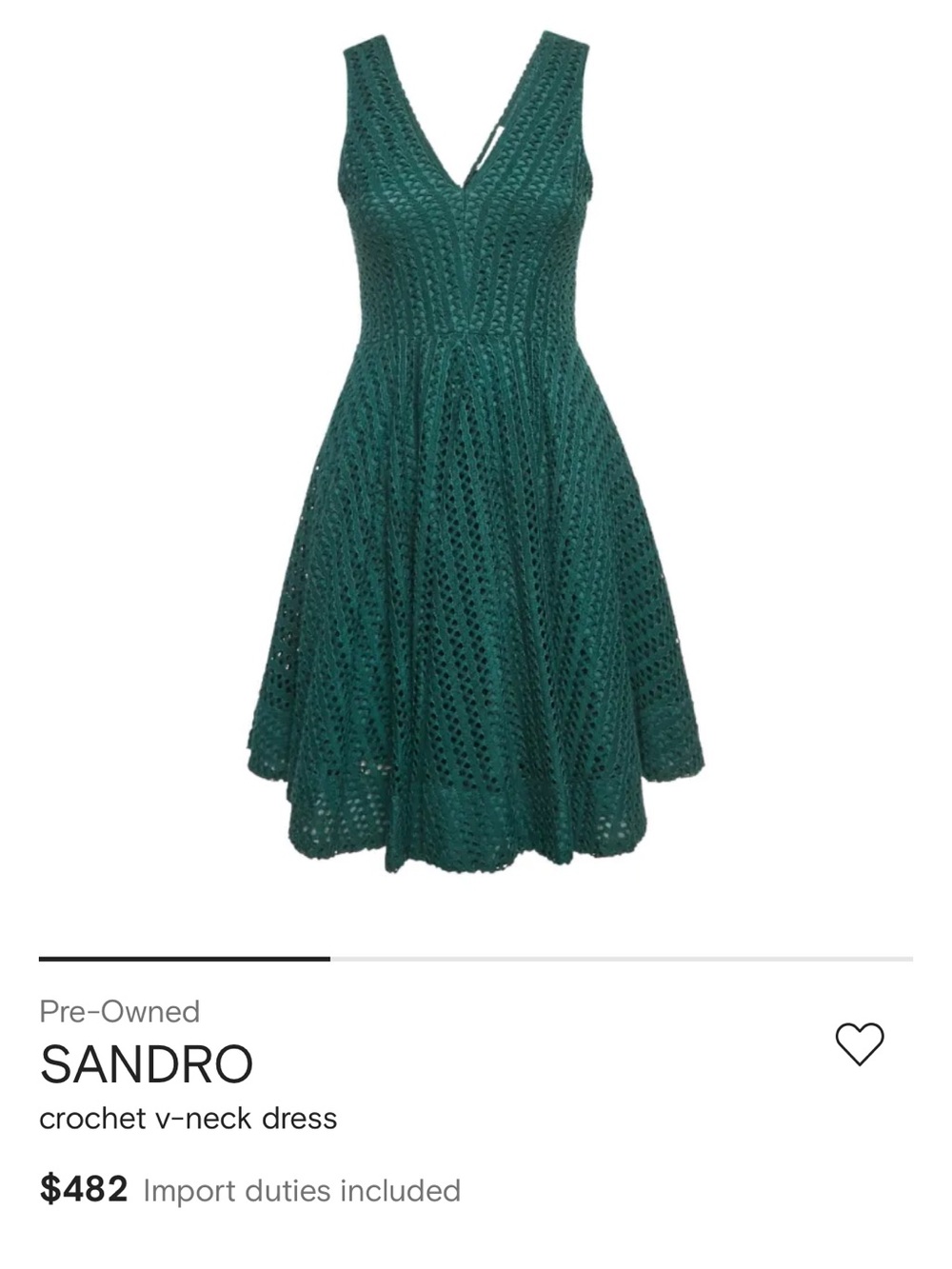 Sandro Bliss Crochet V-Neck Fit & Flare Dress size 1